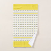 白に黄色と灰色の幾何学的な花 バスタオルセット (ハンドタオル)