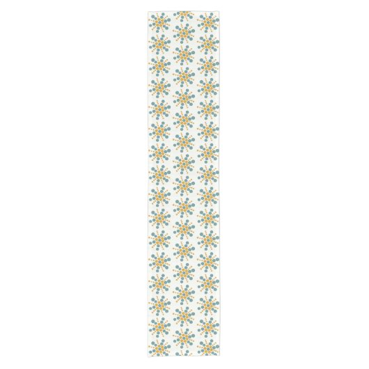 白に黄色の黄色星と点々のある灰色の青星 ショートテーブルランナー (正面)