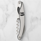 白に黒いクマが二つ踊りのシルエット ソムリエナイフ (正面)