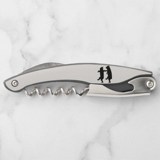 白に黒いクマが二つ踊りのシルエット ソムリエナイフ (裏面)