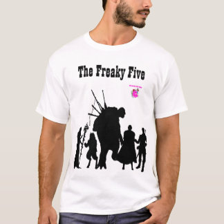 白に黒いシルエットのFreaky Five Tシャツ