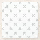 白に黒いポルカが交差 ガラスコースター (裏面)