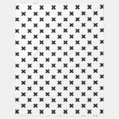 白に黒いポルカが交差 フリースブランケット (正面)