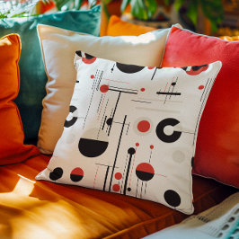 白に黒い赤のバウハウス幾何学的な形状 クッション