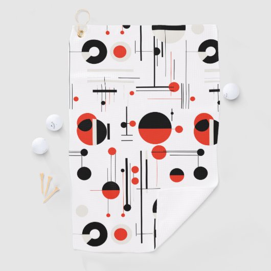 白に黒い赤のバウハウス幾何学的な形状 ゴルフタオル (インサイチュ)