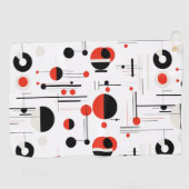 白に黒い赤のバウハウス幾何学的な形状 ゴルフタオル (横)