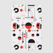 白に黒い赤のバウハウス幾何学的な形状 ゴルフタオル (正面)