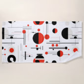 白に黒い赤のバウハウス幾何学的な形状 ビーチタオル (正面)