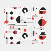 白に黒い赤のバウハウス幾何学的な形状 フリースブランケット (正面(横))