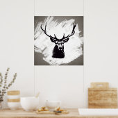 白に黒い鹿の頭 |ポスター ポスター (キッチン)