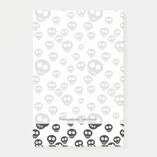 白に黒のスカルを付けたパターン ポストイット (正面)