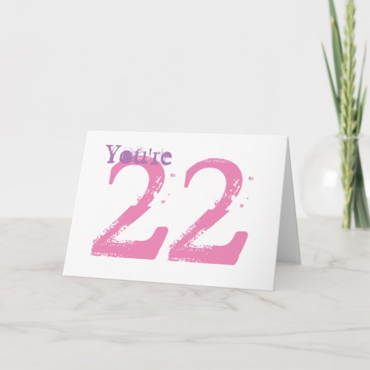 白のあなたは22、大きい紫色及びピンクの文字 カード (正面)