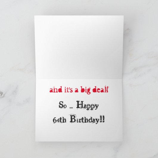 白のあなたは64、大きく黒く及び赤い文字 カード (内部)