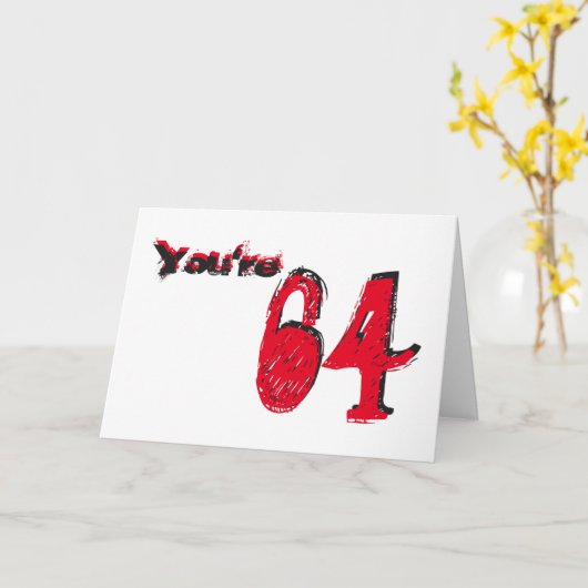 白のあなたは64、大きく黒く及び赤い文字 カード (黄色い花)