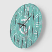 白のいかりのパーソナライズ ラージ壁時計 (傾斜)