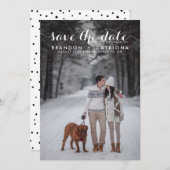 白のお洒落Script Photo日付の保存 セーブザデート (正面/裏面)