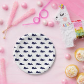 白のかわいく小さい濃紺のクジラパターン ペーパープレート (パーティー)