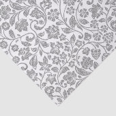 白のきらびやかな銀製の花柄 薄葉紙 (詳細)