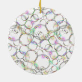 白のきらめくで澄んで半透明な泡 セラミックオーナメント (裏面)