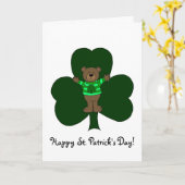 白のくまそしてシャムロック カード (黄色い花)