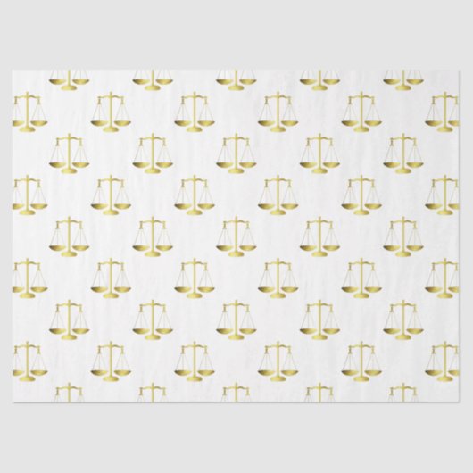 白のはかりで測繰り返しパターンの正義の金ゴールド 薄葉紙 (正面)