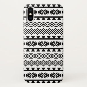 白のアステカな様式化された大きいパターンII黒 iPhone X ケース