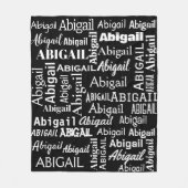 白のアビゲイル名（黒） フリースブランケット (正面)