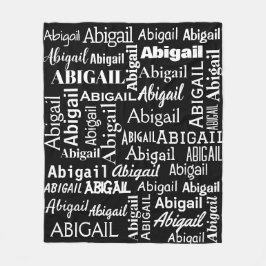 白のアビゲイル名（黒） フリースブランケット