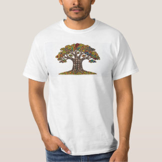 白のアフリカの木のデザイン Tシャツ