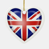 白のイギリスのハートの旗 セラミックオーナメント (裏面)