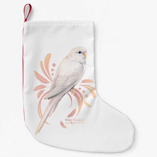 白のインコ スモールクリスマスストッキング (正面)