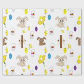 白のイースター図解入りの、写真付きのな包装紙 ラッピングペーパー (フラット)