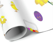 白のイースター図解入りの、写真付きのな包装紙 ラッピングペーパー (ロールコーナー)