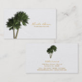 白のエレガントな名刺のヤシの木 名刺 (正面/裏面)