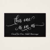 白のエレガントスクリプト、編集可能なブラックドリンクチケット (正面)