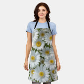 白のエレガントデイジー エプロン (着用した状態)