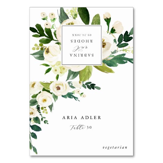 白のエレガントフローラ・メニュー・オプション・座席表 テーブルナンバー (正面)