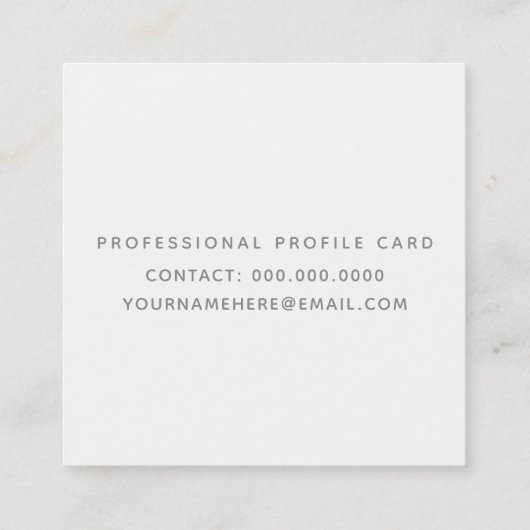 白のエレガントミニマカッコいいリストのグレーのスクリプト スクエア名刺 (裏面)