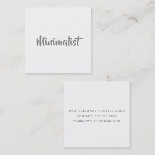 白のエレガントミニマカッコいいリストのグレーのスクリプト スクエア名刺 (正面/裏面)
