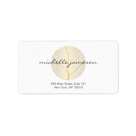 白のエレガント金ゴールドリーフロゴ ラベル