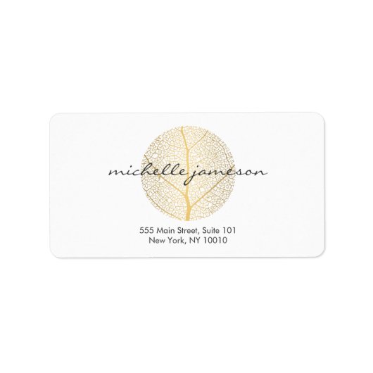 白のエレガント金ゴールドリーフロゴ ラベル (正面)