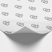 白のカスタマイズ結婚可能なグレーのリングや輪 ラッピングペーパー (角)