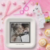 白のカスタムウェディングカップルの写真9in紙プレート ペーパープレート (パーティー)