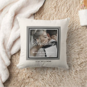 白のカスタムウェディングカップルの記念写真 クッション (ブランケット)