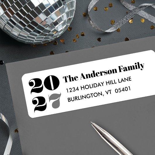 白のカスタムナンバー新年太字ブラックタイプ名 ラベル