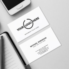 白のカスタム縦ミニマルのロゴ 名刺