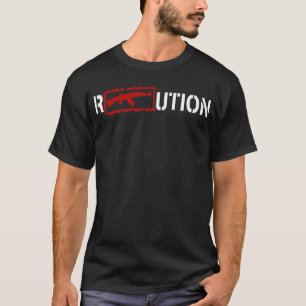 白のカラシニコフ自動小銃とのロン・ポールの改革のロゴ Tシャツ