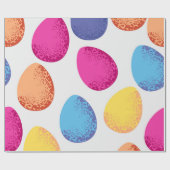 白のカラフルイースター卵のシームレスなパターン  ラッピングペーパー (フラット)