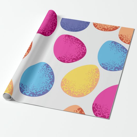 白のカラフルイースター卵のシームレスなパターン  ラッピングペーパー (アンロールド)