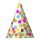 白のカラフル紙吹雪パターン パーティーハット (裏面)